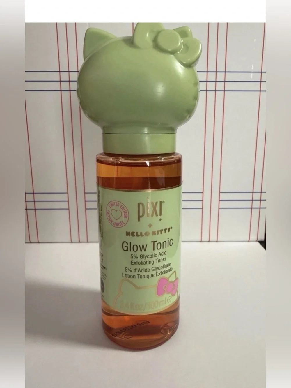Pixi Beauty Hello Kitty Glow Tonic, 5% Glycolic Acid Exfoliating Toner 3.4 fl oz
